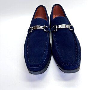 Stacy Adams Mens Neville Moc Toe Bit Slip On Size 8 Blue Suede Prom Party Event